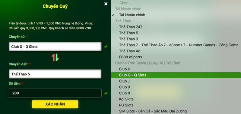 hướng dẫn chuyển quỹ fb88 đơn giản và chi tiết cho người chơi cá cược 5 chuyển quỹ fb88 từ game này sang game khác