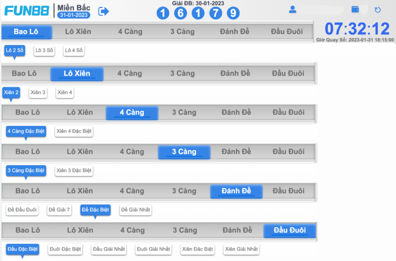 các loại cược lô đề fun88