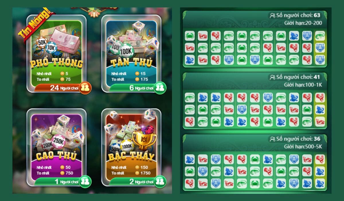 chọn bàn chơi bầu cua fun88