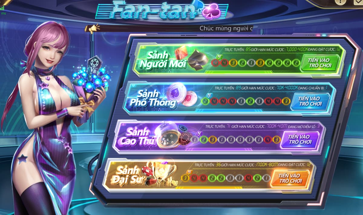 chọn phòng chơi fantan 8xbet 3d phù hợp