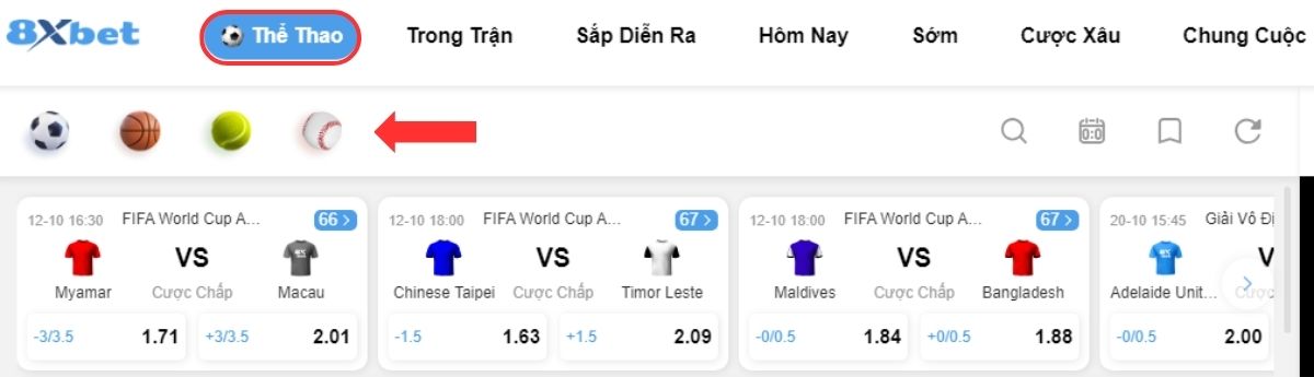 thể thao 8xbet - cá cược thể thao đỉnh cao dành cho mọi bet thủ 1 chọn bộ môn để cá cược thể thao 8xbet