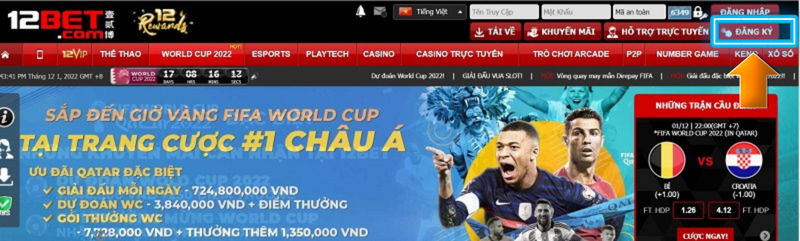 chọn muc đăng lý 12bet