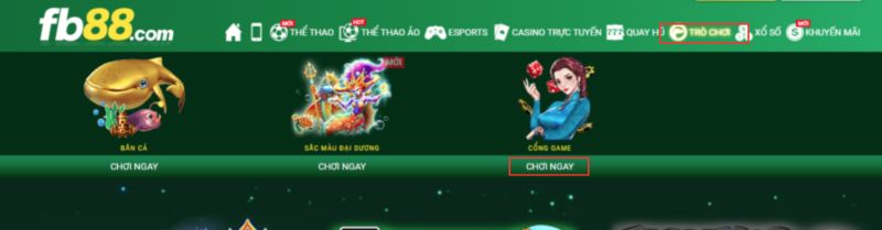 chọn mục cổng game để chơi bầu cua fb88