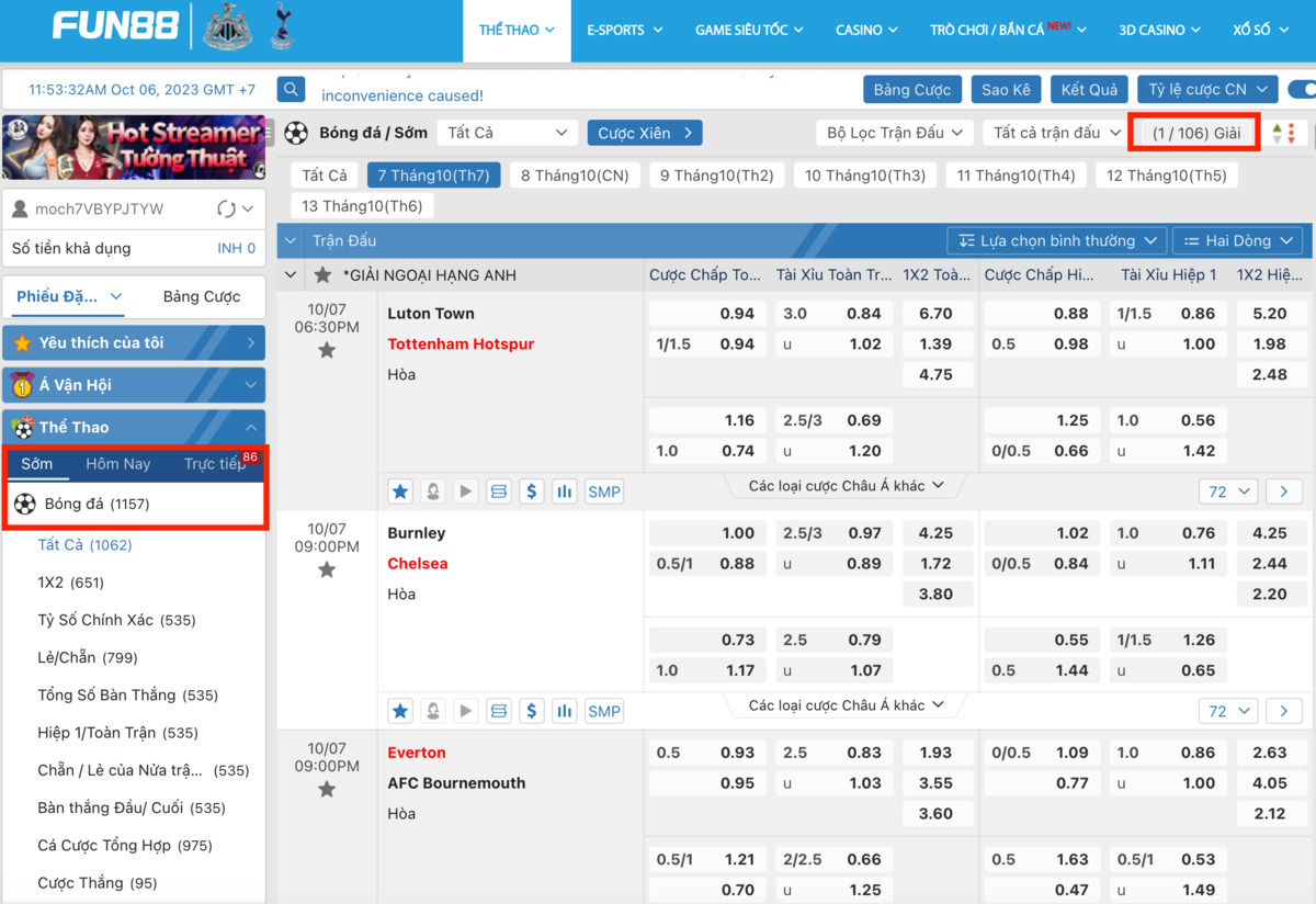 chọn sảnh chơi bóng đá fun88