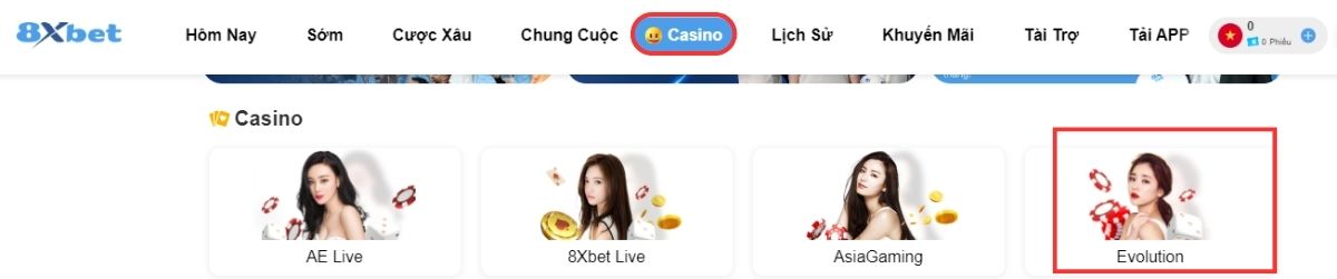 chọn sảnh casino để chơi fantan 8xbet