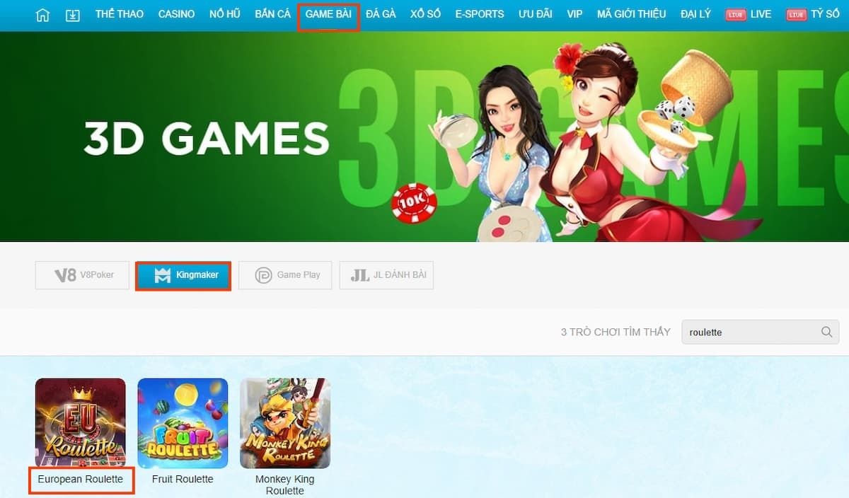 chọn sảnh chơi roulette jun88 3d