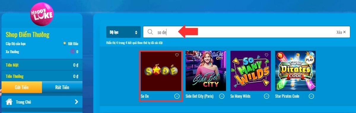 tìm sảnh chơi số đề happyluke