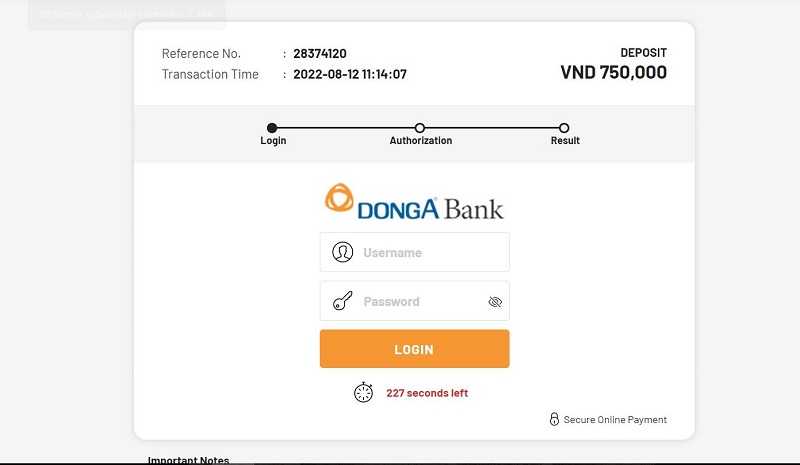 đăng nhập internet baking