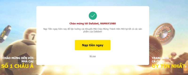 hoàn tất thông tin đăng ký tài khoản dafabet