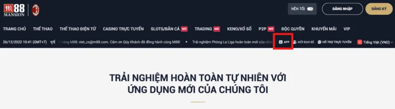 truy cập link tải m88