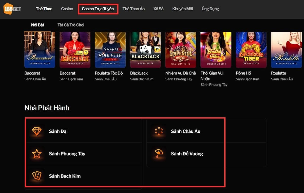 lựa chọn sảnh chơi có bài ba tây 188bet