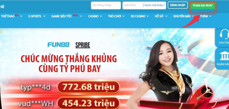 người chơi vào mục tham gia ngay