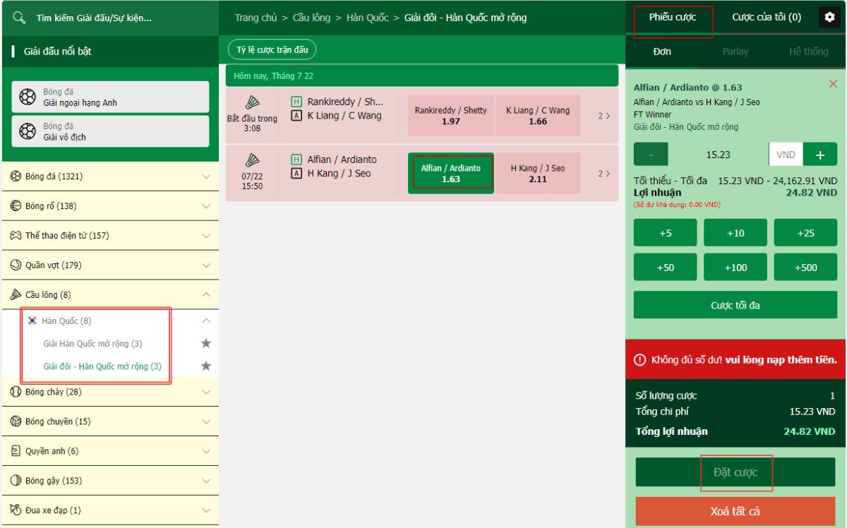 đặt cược cầu lông fb88