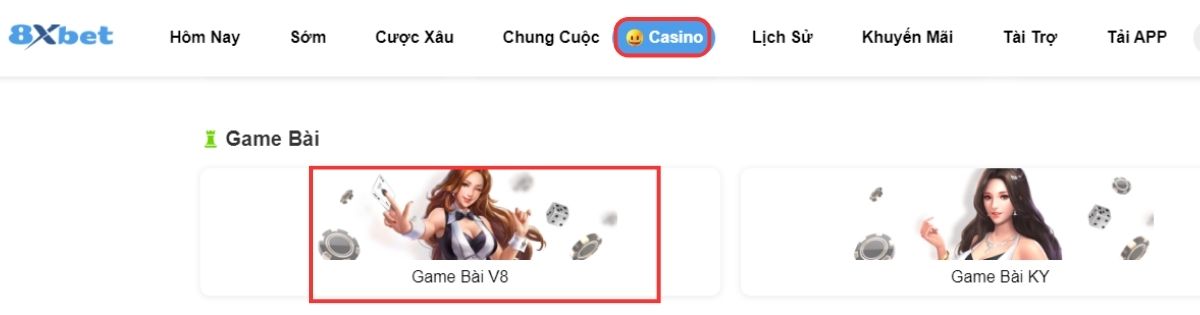 chọn sảnh game bài v8 để chơi fantan 3d 8xbet