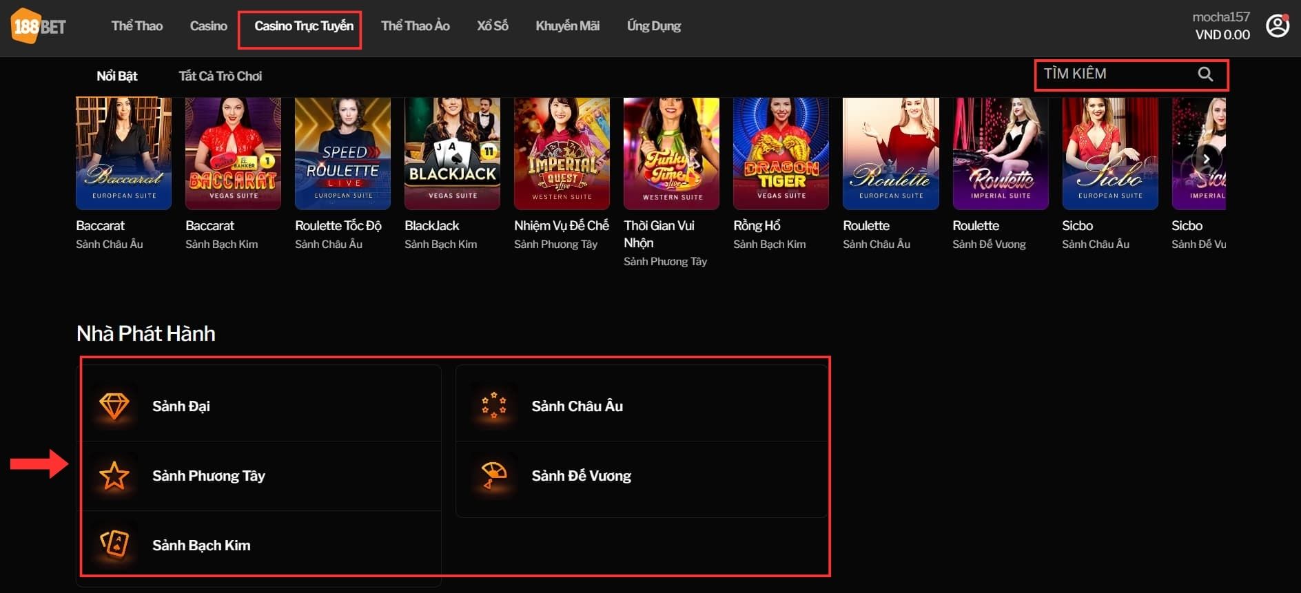 lựa chọn sảnh chơi blackjack