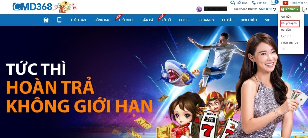 đi đến trang rút tiền cmd368