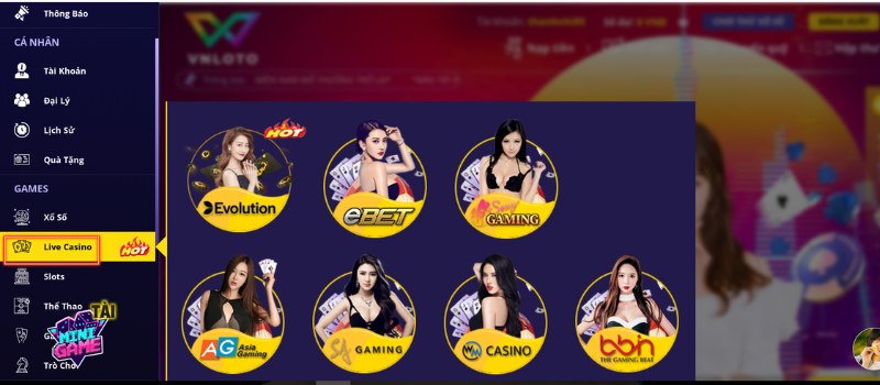 sảnh chơi casino chơi baccarat vnloto