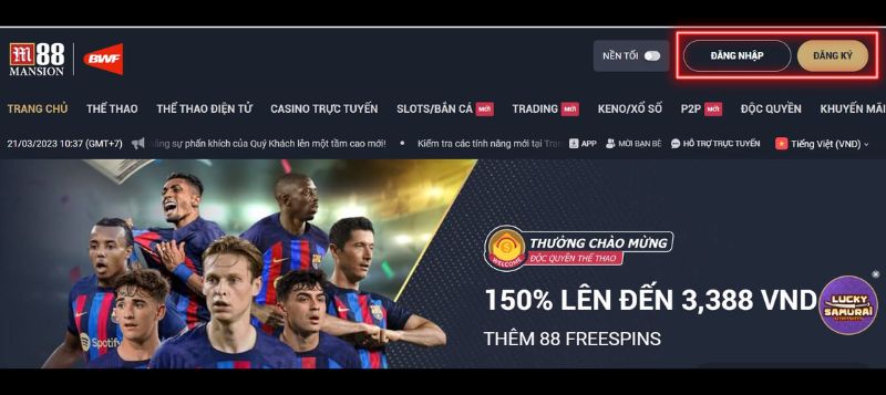 đăng nhập tài khoản m88