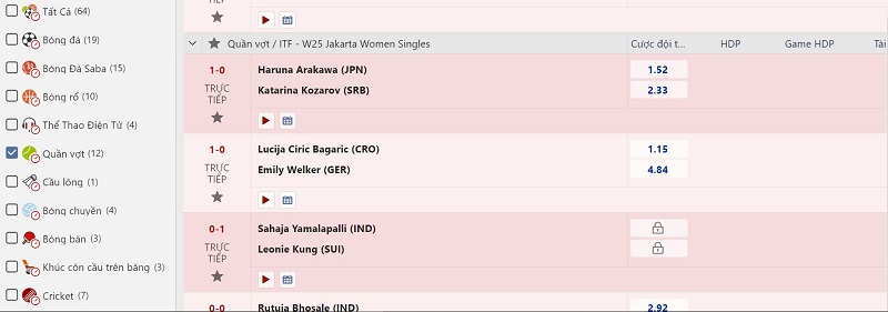 sảnh chơi cá cược quần vợt m88