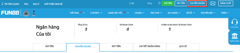 truy cập trang chuyển quỹ fun88