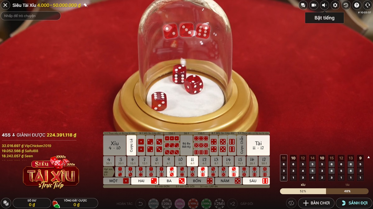 đặt cược sicbo tại casino happyluke