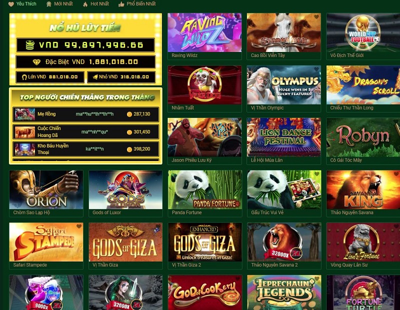 chọn trò chơi slot game fb88