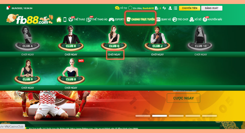 đi đến sảnh chơi casino 