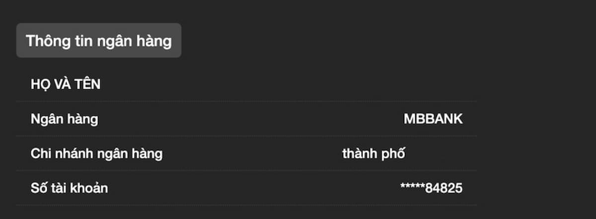 Thêm tài khoản ngân hàng vào mục rút tiền 789Bet