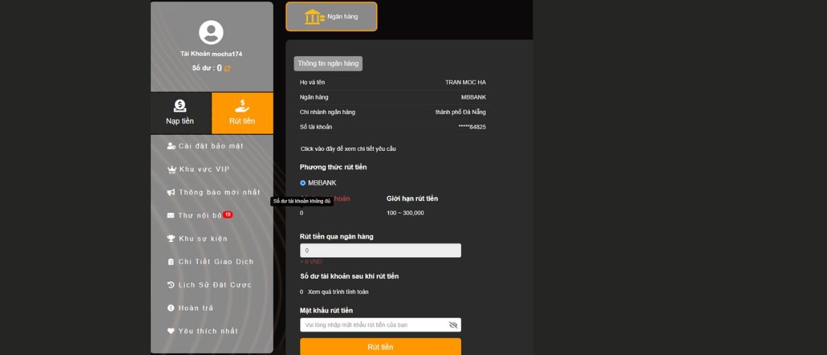 Tiến hành rút tiền 789Bet