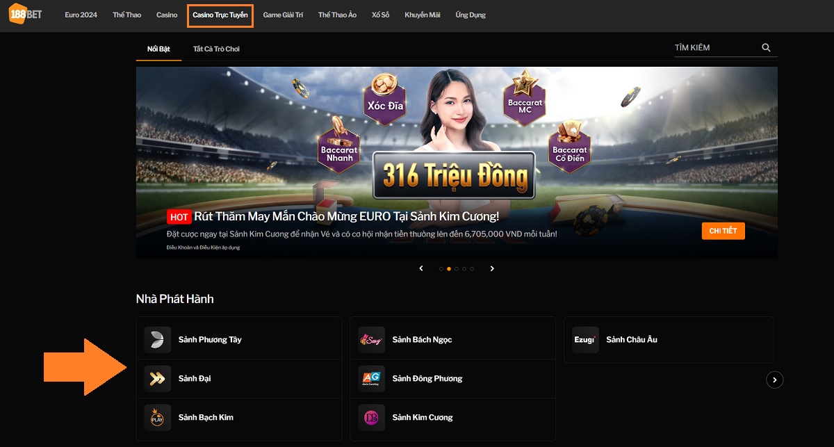 chọn sảnh để chơi sicbo 188bet