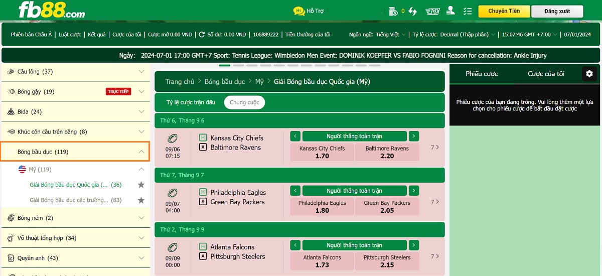 cách cá cược bóng bầu dục fb88 mới nhất cho tân binh 3 chọn trận đấy bóng bầu dục fb88 để đặt cược