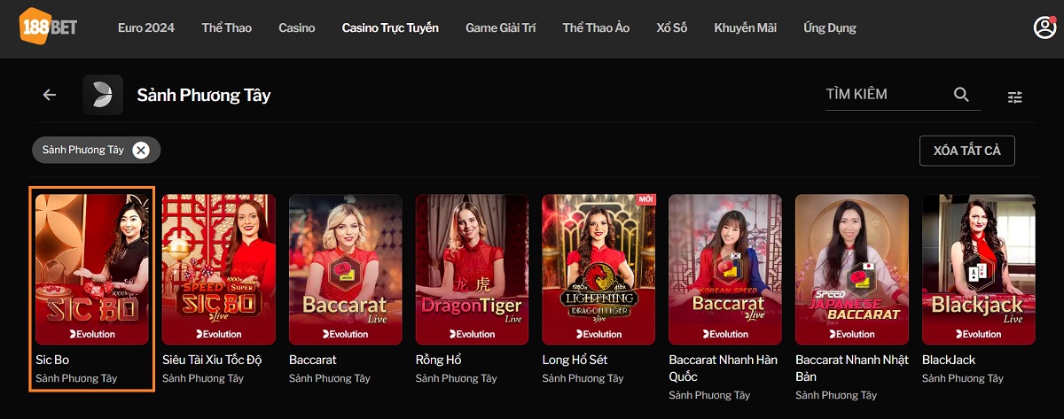 chọn trò chơi tài xỉu 188bet