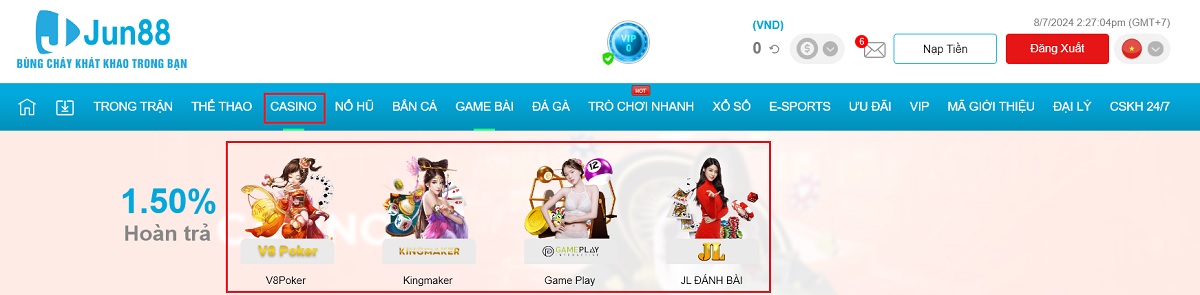 hướng dẫn đặt cược bầu cua jun88 chi tiết nhất 4 chọn sảnh game bài để chơi bầu cua jun88 3d