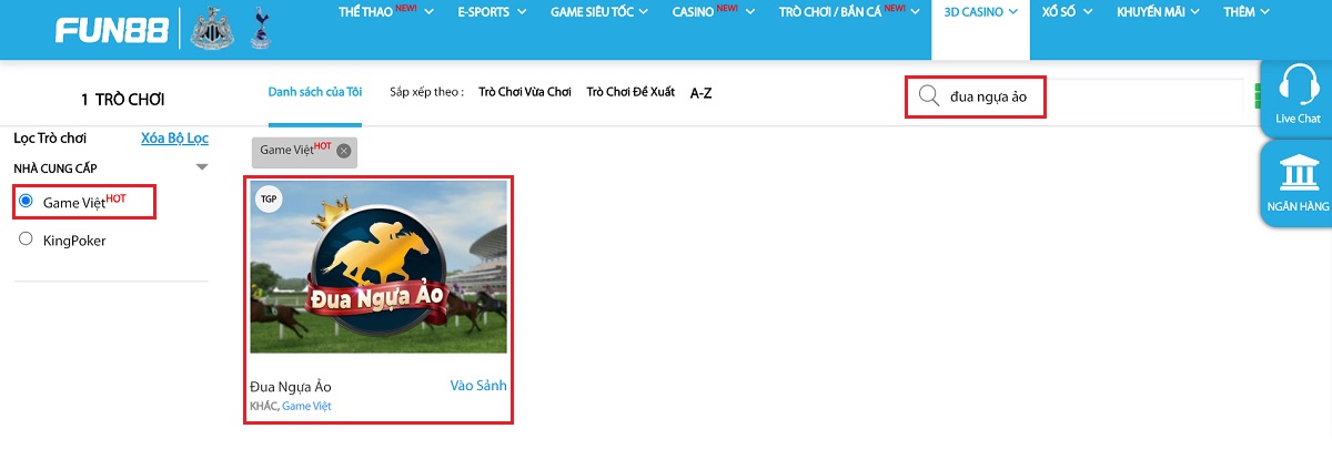 đua ngựa ảo fun88 - đặt cược đua ngựa ảo fun88 đỉnh cao 4 chọn đua ngựa ảo fun88 tại 3d casino