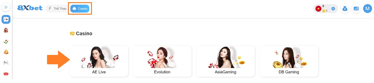 hướng dẫn cách chơi rồng hổ 8xbet chuẩn nhất cho người chơi 1 đi đến sảnh chơi rồng hổ 8xbet