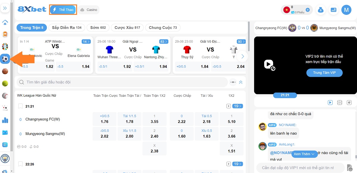 đi đến trang cá cược bóng đá 8xbet